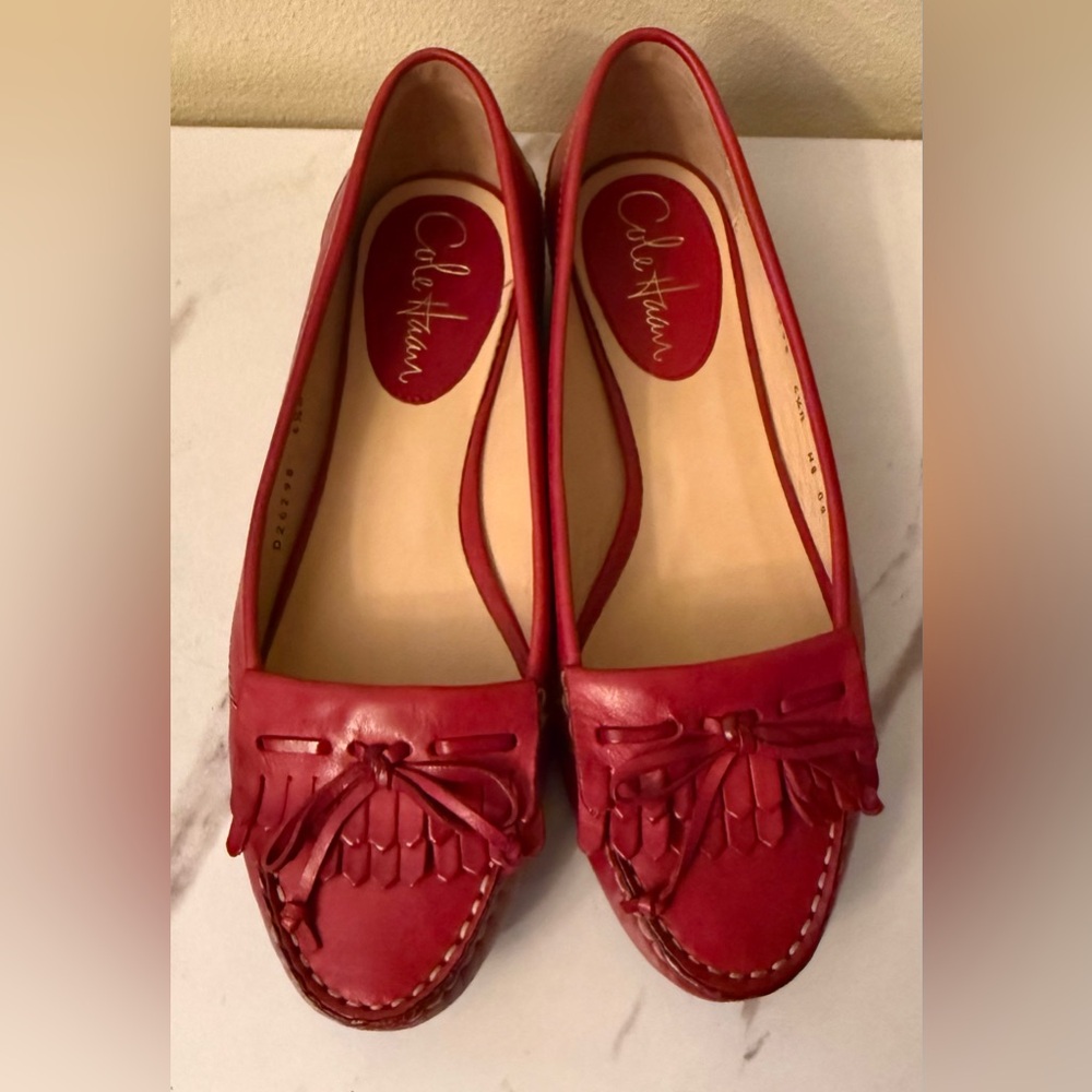 Cole Haan Red Fringe Leather Loafers, Size 6-1/2, NIB - Picture 6 of 12